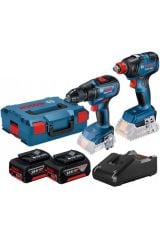 Bosch GSR 18v-50 + GDX 18v-200 Akülü Vidalama + Darbeli Somun Sıkma Seti - 06019J2220