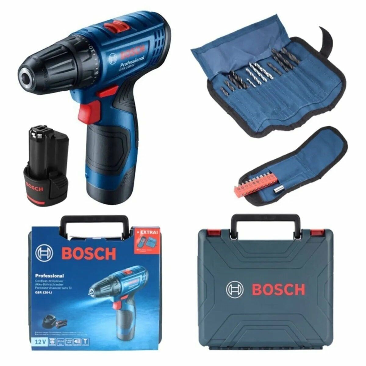 Bosch GSR 120-LI Akülü Vidalama + 23 Parça Aksesuar Seti - 06019G8002