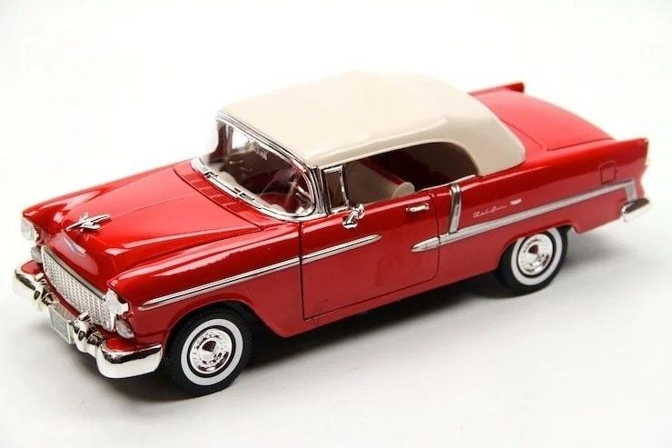 Motor Max 1:18 Chevrolet 1955 Chevy Bel Air Model Araba Kırmızı-Krem