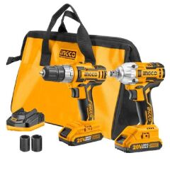 Ingco CKLI2017 2Ah Çift Akülü Kömürsüz Set Akülü Matkap ve Somun Sıkma