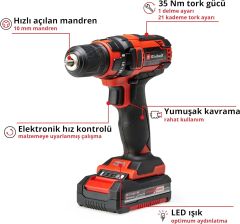 Einhell TC-CD 18/35-2 Li (1x1,5 Ah) Akülü Matkap - 4514255