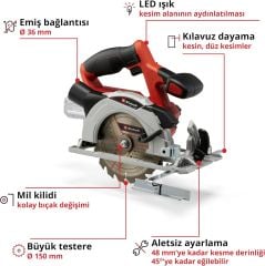 Einhell TE-CS 18/150 Li – Solo Akülü Daire Testere - 4331220
