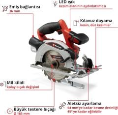 Einhell TE-CS 18/165-1 Li – Solo Akülü Daire Testere - 4331207