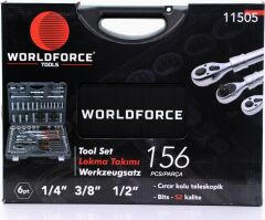 Worldforce 11505 S-Ultra 156 Parça Profesyonel Lokma Takımı 1/4'',3/8'',1/2'' Lokma Seti
