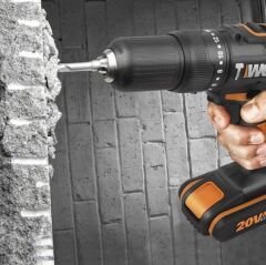 Worx WX371.10 2Ah Çift Akülü Darbeli Matkap + 30 Parça Aksesuar Seti