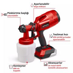 Einhell TC-SY 18/60 Li Akülü Boya Sistemi + 2,5Ah Akü Kit - 4260026
