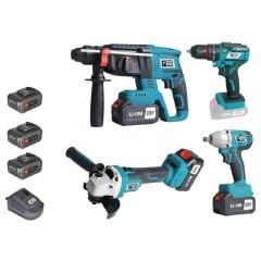 Catpower 1380 Kömürsüz Akülü 4’lü Set Darbeli Vidalama / Kırıcı-Delici / Avuç Taşlama / Somun Sıkma