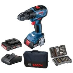 Bosch GSR 18V-50 Professional 2.0Ah Çift Akülü Vidalama + 43 Parça Set - 06019H5004