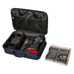 Bosch GSR 18V-50 Professional 2.0Ah Çift Akülü Vidalama + 43 Parça Set - 06019H5004