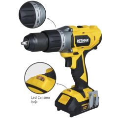 RTRMAX RTX1820 20V 2Ah Çift Akülü Darbeli Matkap