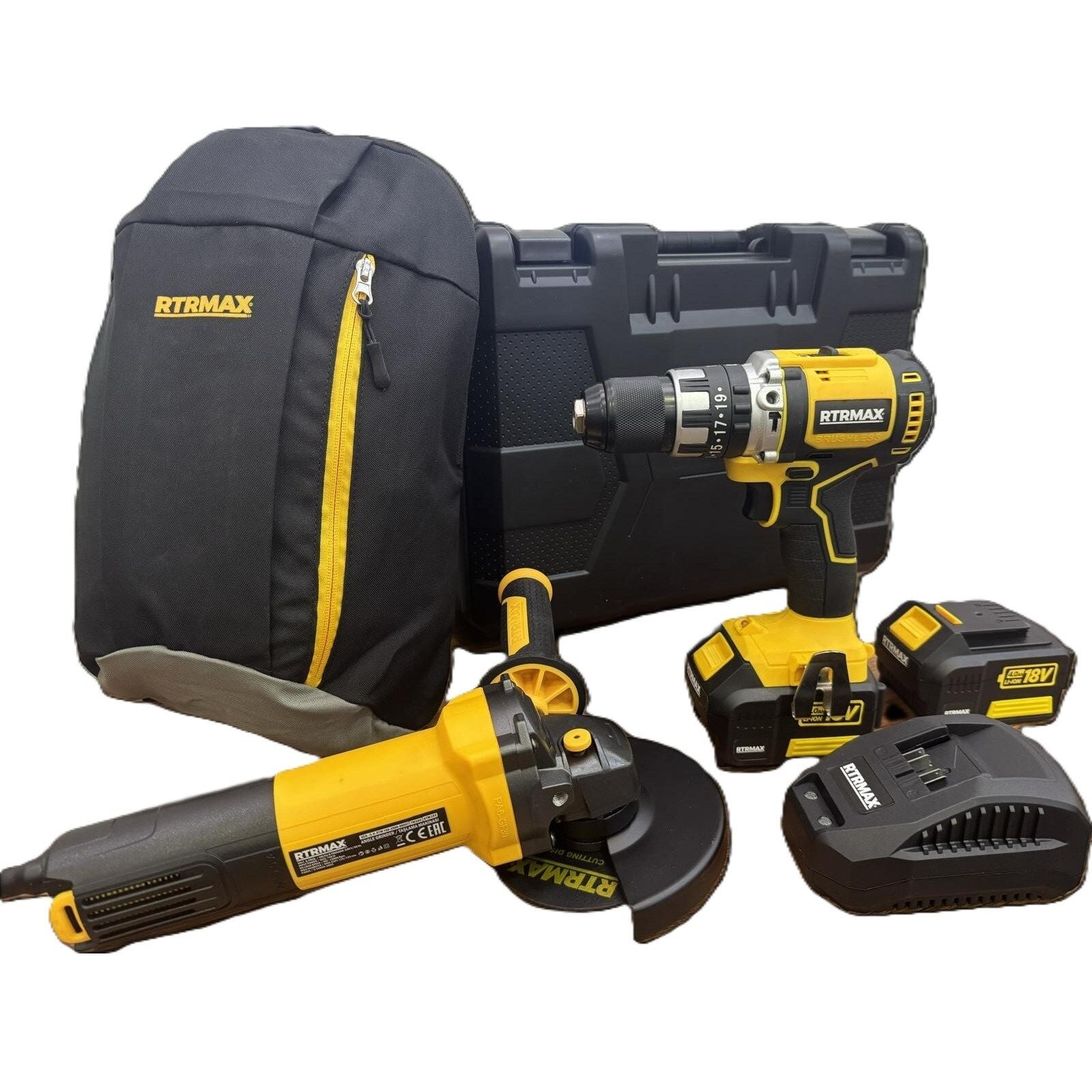 RTRMAX RTX2020 4Ah Çift Akülü Vidalama + RTM102 Avuç Taşlama Bez Çanta Hediyeli