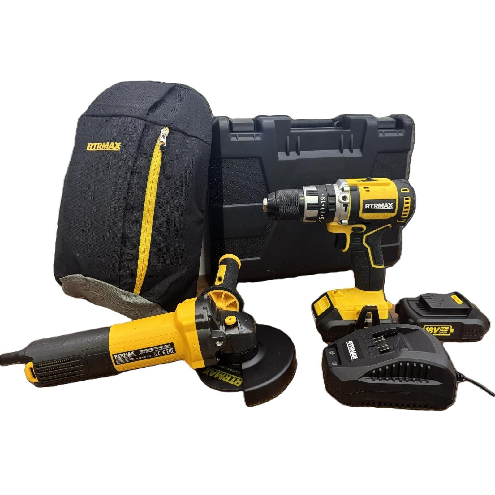 RTRMAX RTX2020 2Ah Çift Akülü Vidalama + RTM102 Avuç Taşlama Bez Çanta Hediyeli