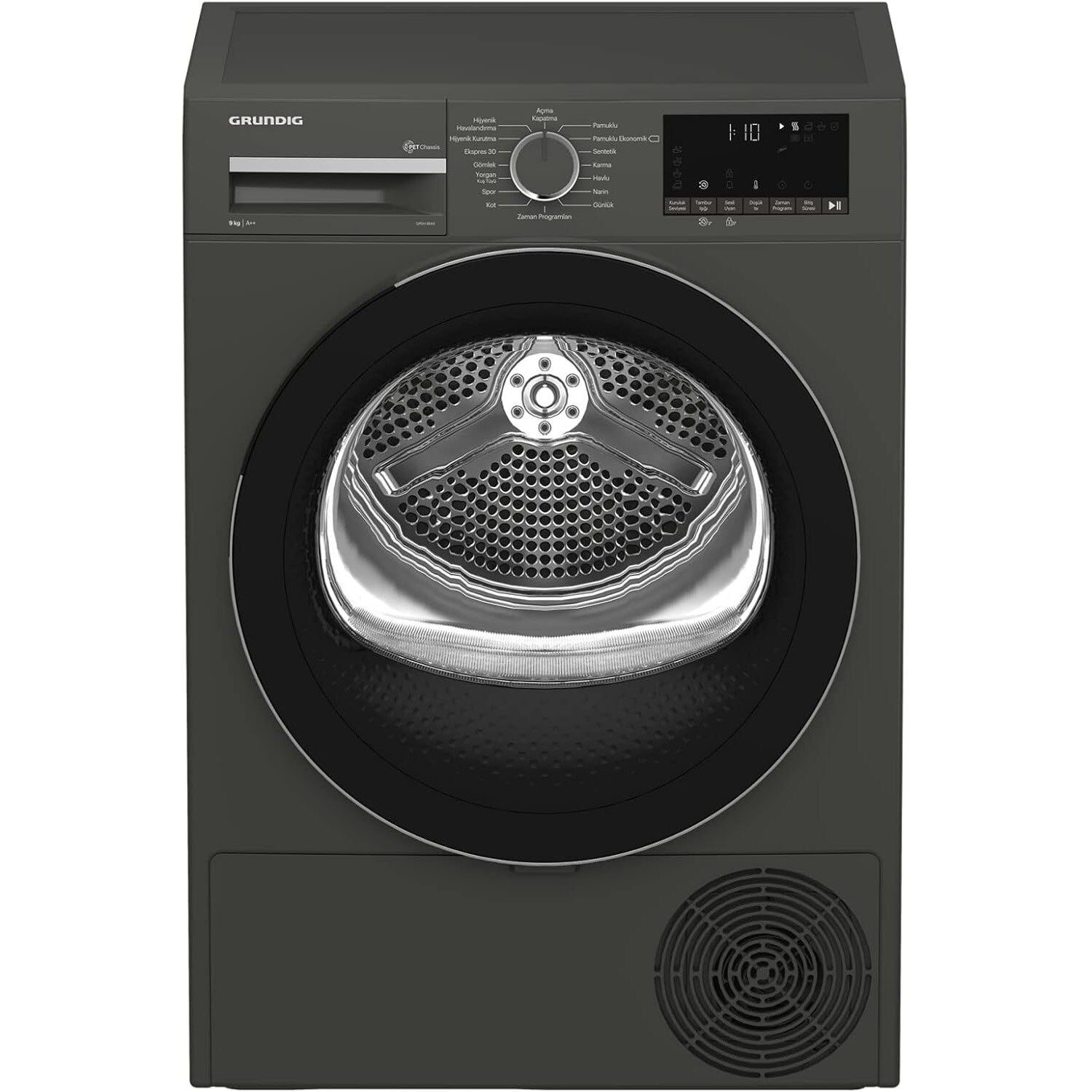 Grundig GPDH9644 9 Kg Kurutma Makinesi Gri